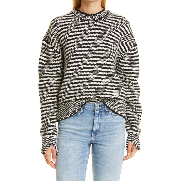 Rag \u0026 Bone Sweaters | Rag \u0026 Bone Willow Stripe Wool Sweater in Black Multi, Size XL T14 | Color: Black/White | Size: XL | Mfairlight's Closet